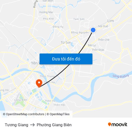 Tương Giang to Phường Giang Biên map