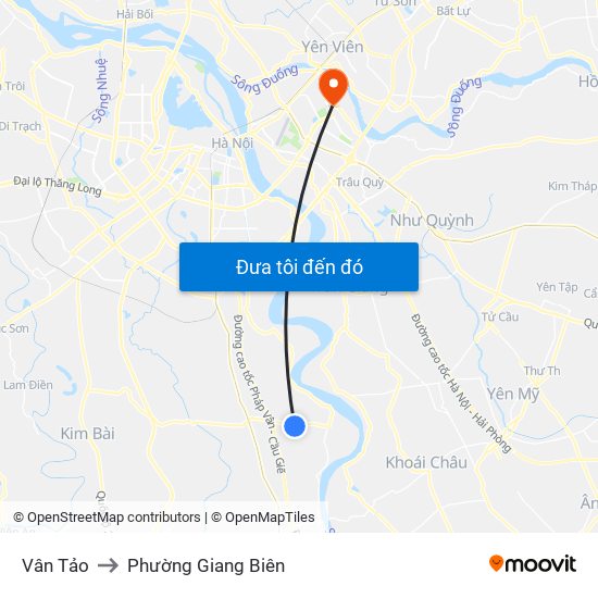 Vân Tảo to Phường Giang Biên map