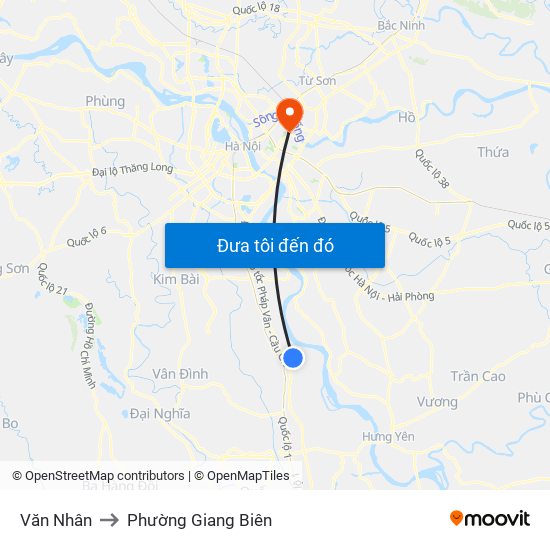 Văn Nhân to Phường Giang Biên map