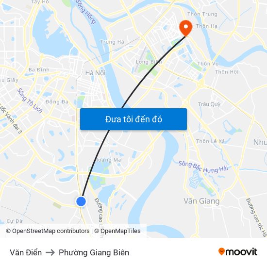 Văn Điển to Phường Giang Biên map