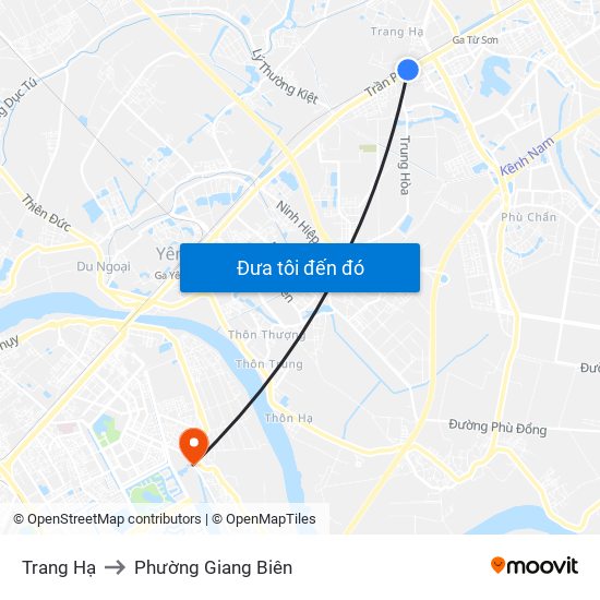 Trang Hạ to Phường Giang Biên map