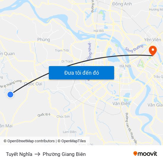 Tuyết Nghĩa to Phường Giang Biên map