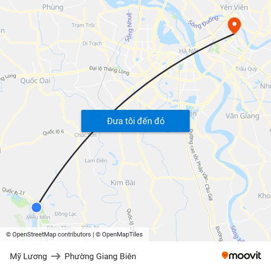 Mỹ Lương to Phường Giang Biên map