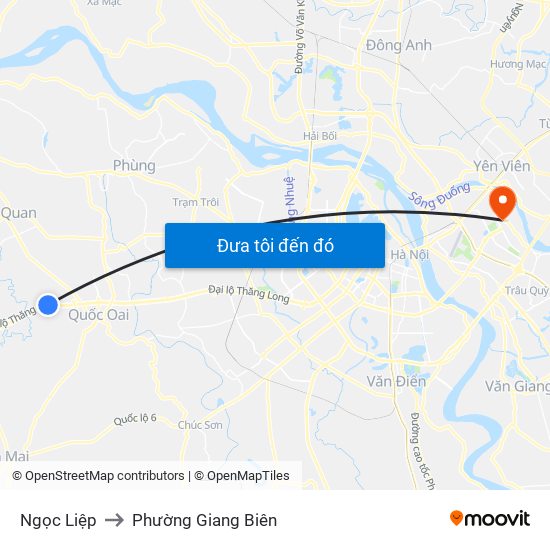 Ngọc Liệp to Phường Giang Biên map