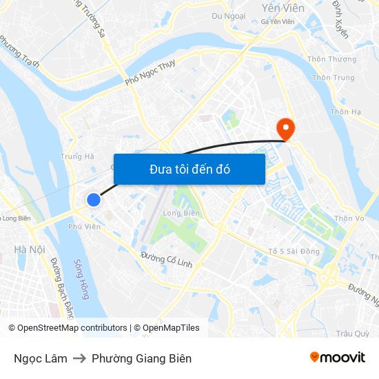 Ngọc Lâm to Phường Giang Biên map