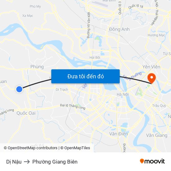 Dị Nậu to Phường Giang Biên map