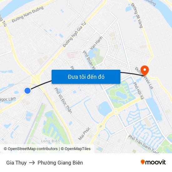 Gia Thụy to Phường Giang Biên map