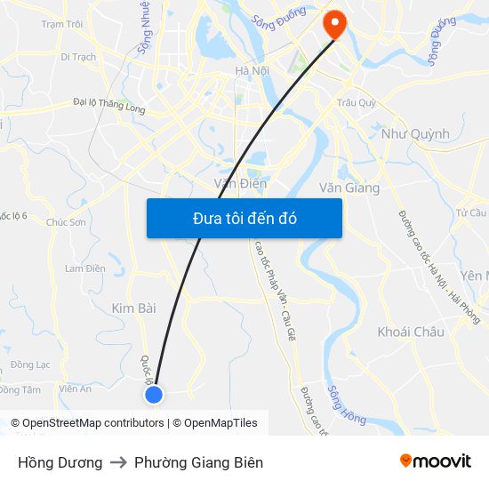Hồng Dương to Phường Giang Biên map