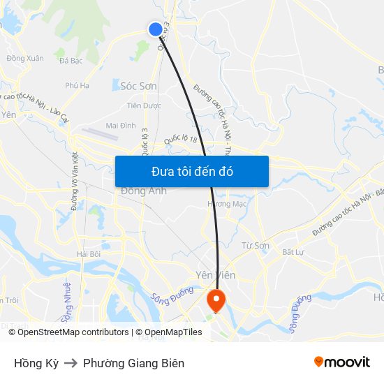 Hồng Kỳ to Phường Giang Biên map