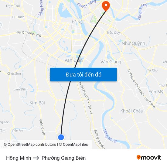 Hồng Minh to Phường Giang Biên map