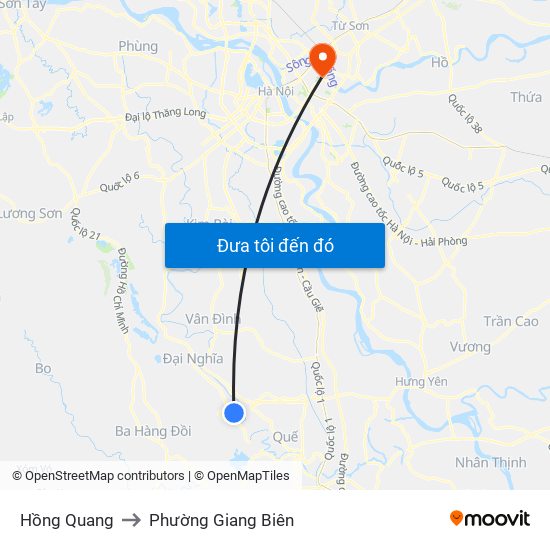 Hồng Quang to Phường Giang Biên map