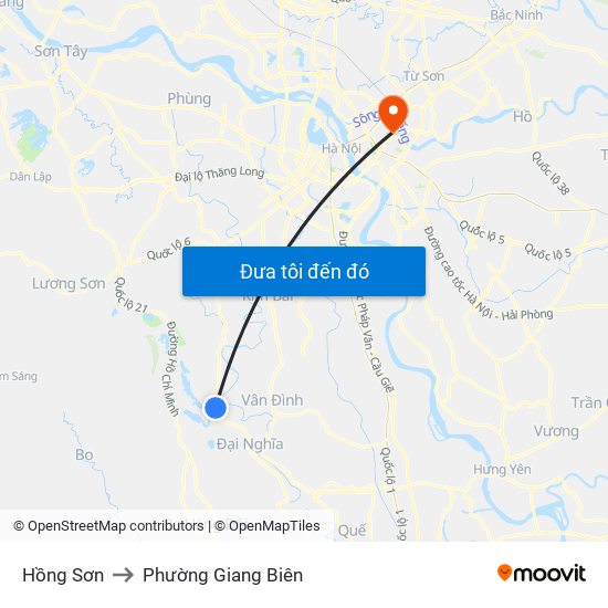 Hồng Sơn to Phường Giang Biên map