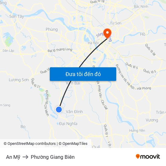 An Mỹ to Phường Giang Biên map