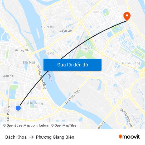 Bách Khoa to Phường Giang Biên map