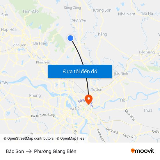 Bắc Sơn to Phường Giang Biên map