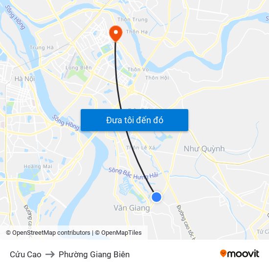 Cửu Cao to Phường Giang Biên map