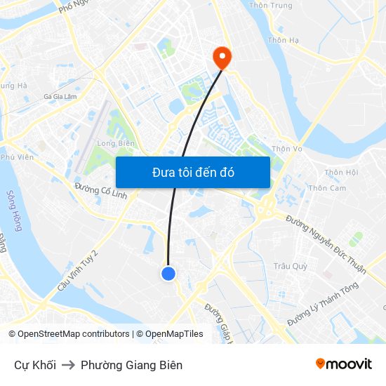 Cự Khối to Phường Giang Biên map