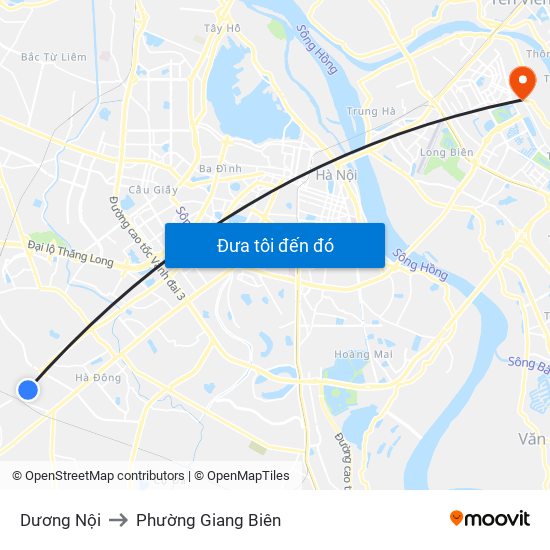 Dương Nội to Phường Giang Biên map