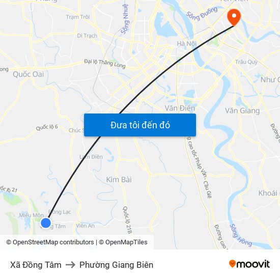 Xã Đồng Tâm to Phường Giang Biên map
