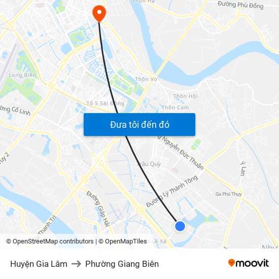 Huyện Gia Lâm to Phường Giang Biên map