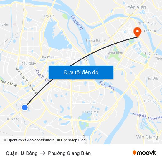 Quận Hà Đông to Phường Giang Biên map