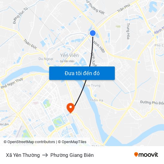 Xã Yên Thường to Phường Giang Biên map