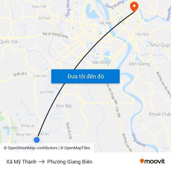 Xã Mỹ Thành to Phường Giang Biên map