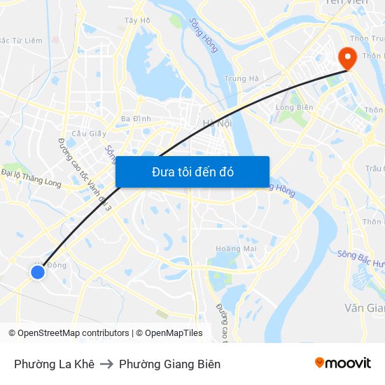 Phường La Khê to Phường Giang Biên map