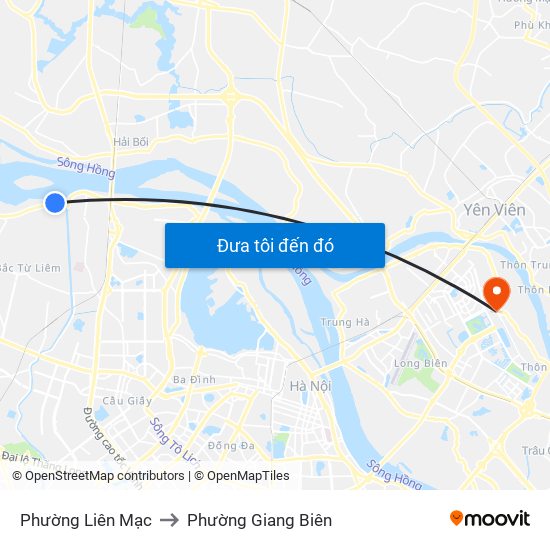 Phường Liên Mạc to Phường Giang Biên map