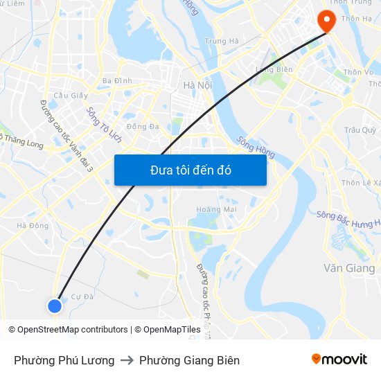 Phường Phú Lương to Phường Giang Biên map