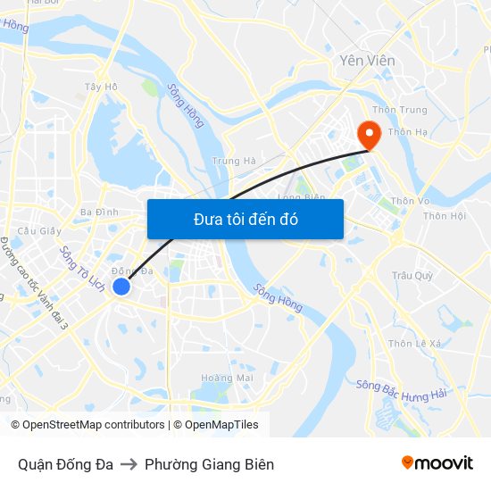 Quận Đống Đa to Phường Giang Biên map