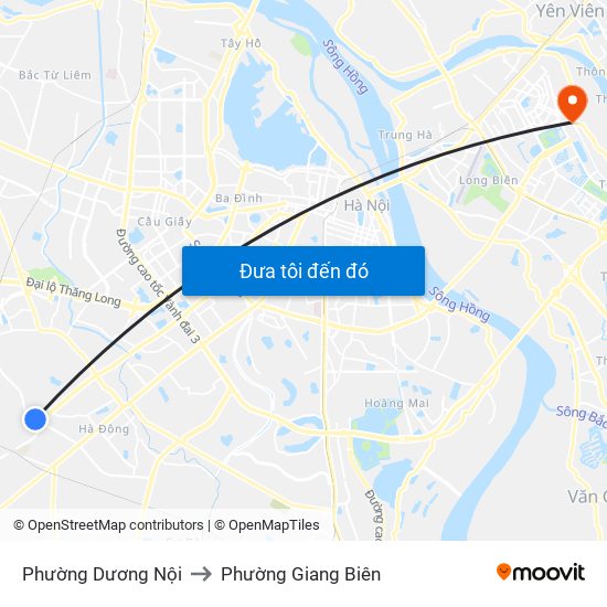 Phường Dương Nội to Phường Giang Biên map