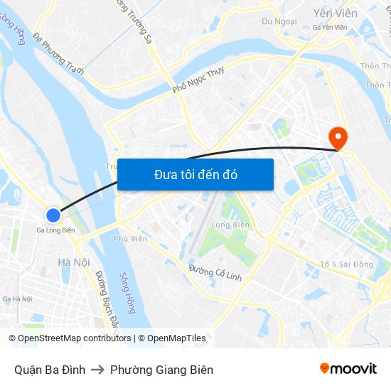 Quận Ba Đình to Phường Giang Biên map