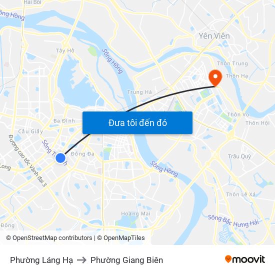 Phường Láng Hạ to Phường Giang Biên map