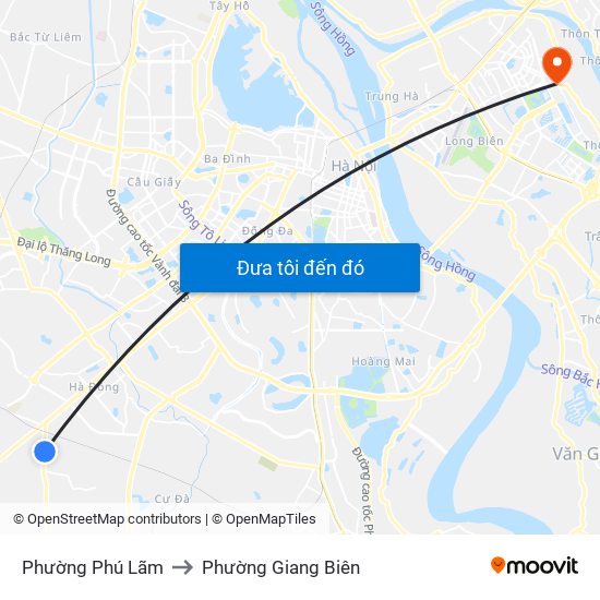 Phường Phú Lãm to Phường Giang Biên map