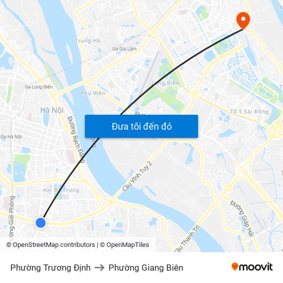 Phường Trương Định to Phường Giang Biên map