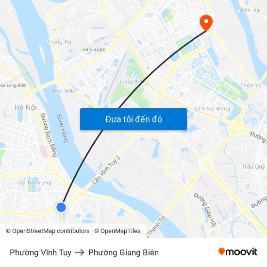 Phường Vĩnh Tuy to Phường Giang Biên map