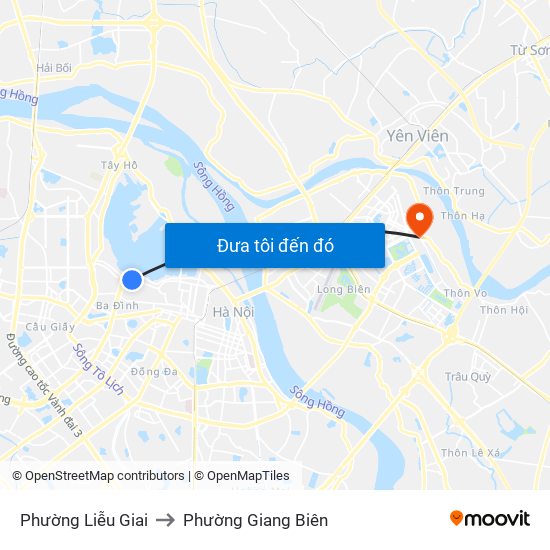 Phường Liễu Giai to Phường Giang Biên map