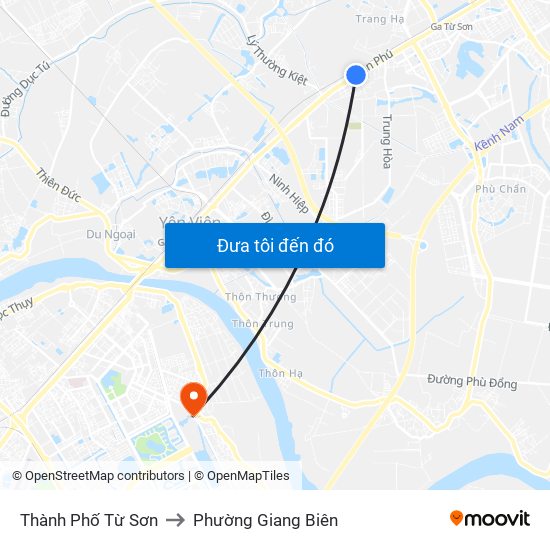 Thành Phố Từ Sơn to Phường Giang Biên map