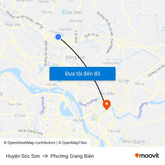 Huyện Sóc Sơn to Phường Giang Biên map