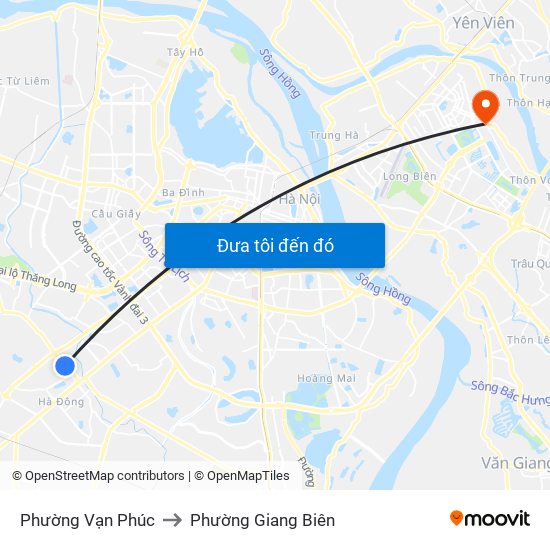 Phường Vạn Phúc to Phường Giang Biên map