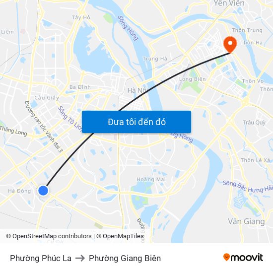 Phường Phúc La to Phường Giang Biên map