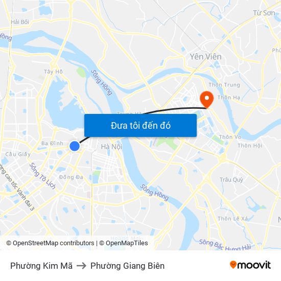 Phường Kim Mã to Phường Giang Biên map