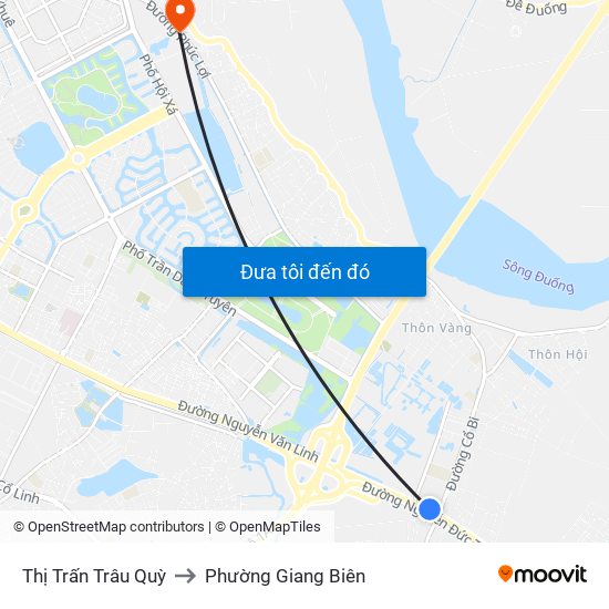 Thị Trấn Trâu Quỳ to Phường Giang Biên map