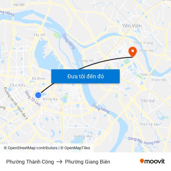 Phường Thành Công to Phường Giang Biên map