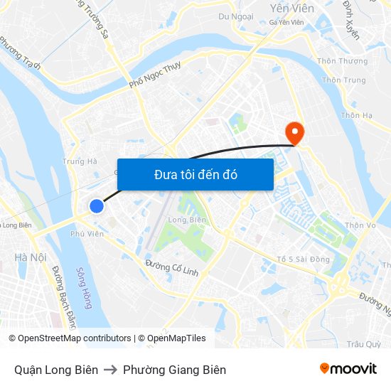 Quận Long Biên to Phường Giang Biên map