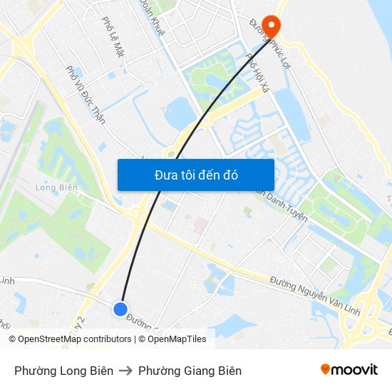 Phường Long Biên to Phường Giang Biên map