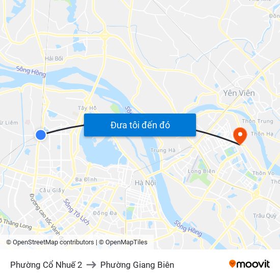 Phường Cổ Nhuế 2 to Phường Giang Biên map
