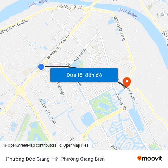 Phường Đức Giang to Phường Giang Biên map