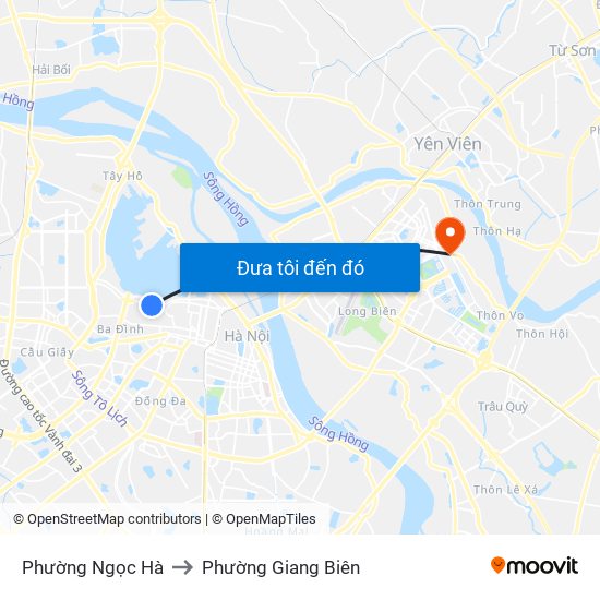 Phường Ngọc Hà to Phường Giang Biên map